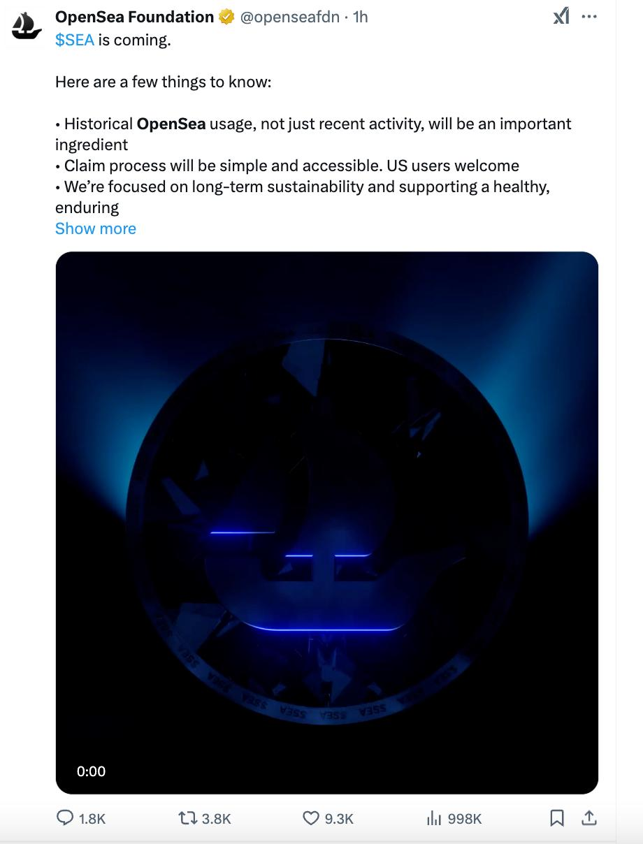 七年沉浮之后，OpenSea 还是选择了发币