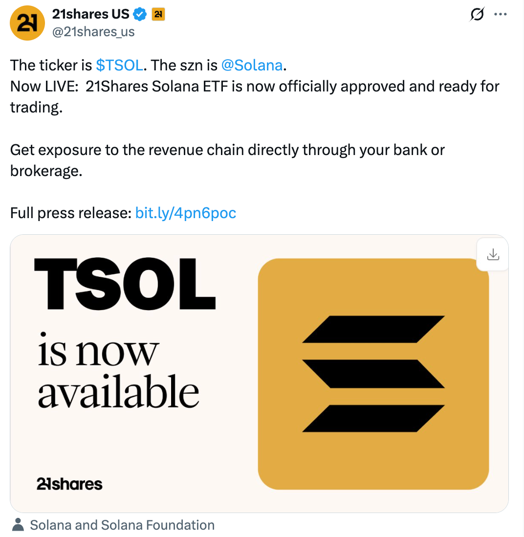 Solana ETF 再添「新军」，资金流入却难挡币价颓势，山寨币 ETF 浪潮尚待时日